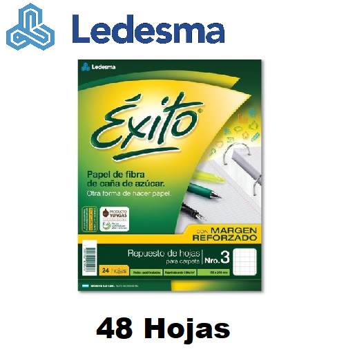 Repuesto Escolar Exito x .48 hojas C/ MARGEN REFORZADO