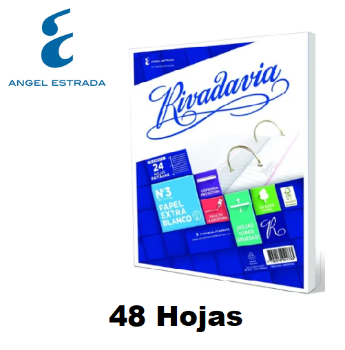 Repuesto Escolar Rivadavia x .48 hojas C/ MARGEN REFORZADO