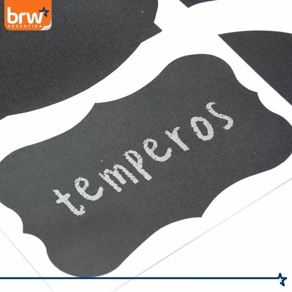 Notas Adhesivas BRW * PARA FRASCOS * NEGRAS X 6 UNIDADES
