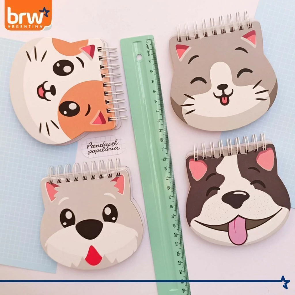 LIBRETA BRW - ANIMALITOS - C/ ESPIRAL 10 X 10 PET 80 HOJAS