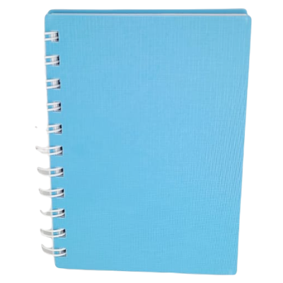 LIBRETAS TAPA PLASTICA C/ ESPIRAL 10 X 15 ”CELESTE PASTEL” A6 RIDEO (HOJA RAYADA)