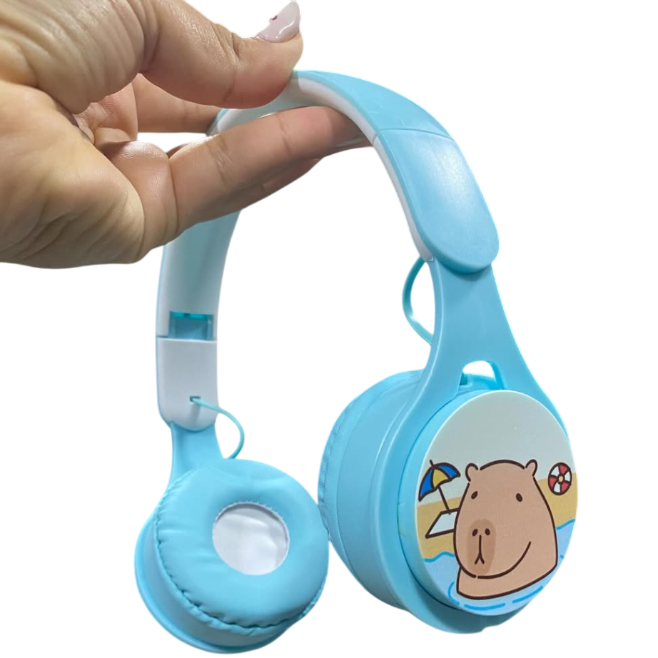 Auriculares Inalámbricos ** CAPYBARA CELESTE ** Tipo Vincha Bluetooth