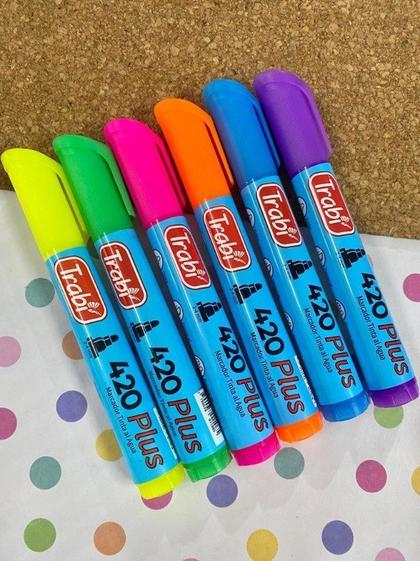 Marcadores Trabi NEÓN x 6 (Punta Redonda)