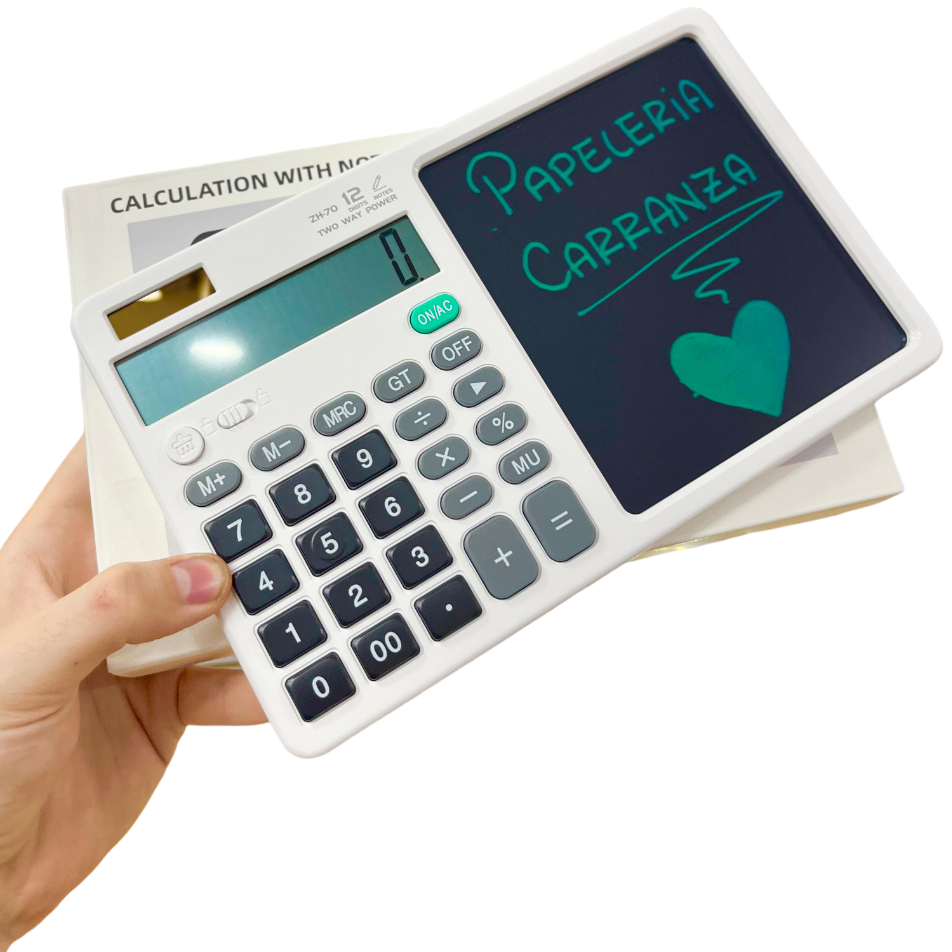 Calculadora 12 Digitos Mediana + Pizarra LCD  c/ Lapiiz Óptico Anotador