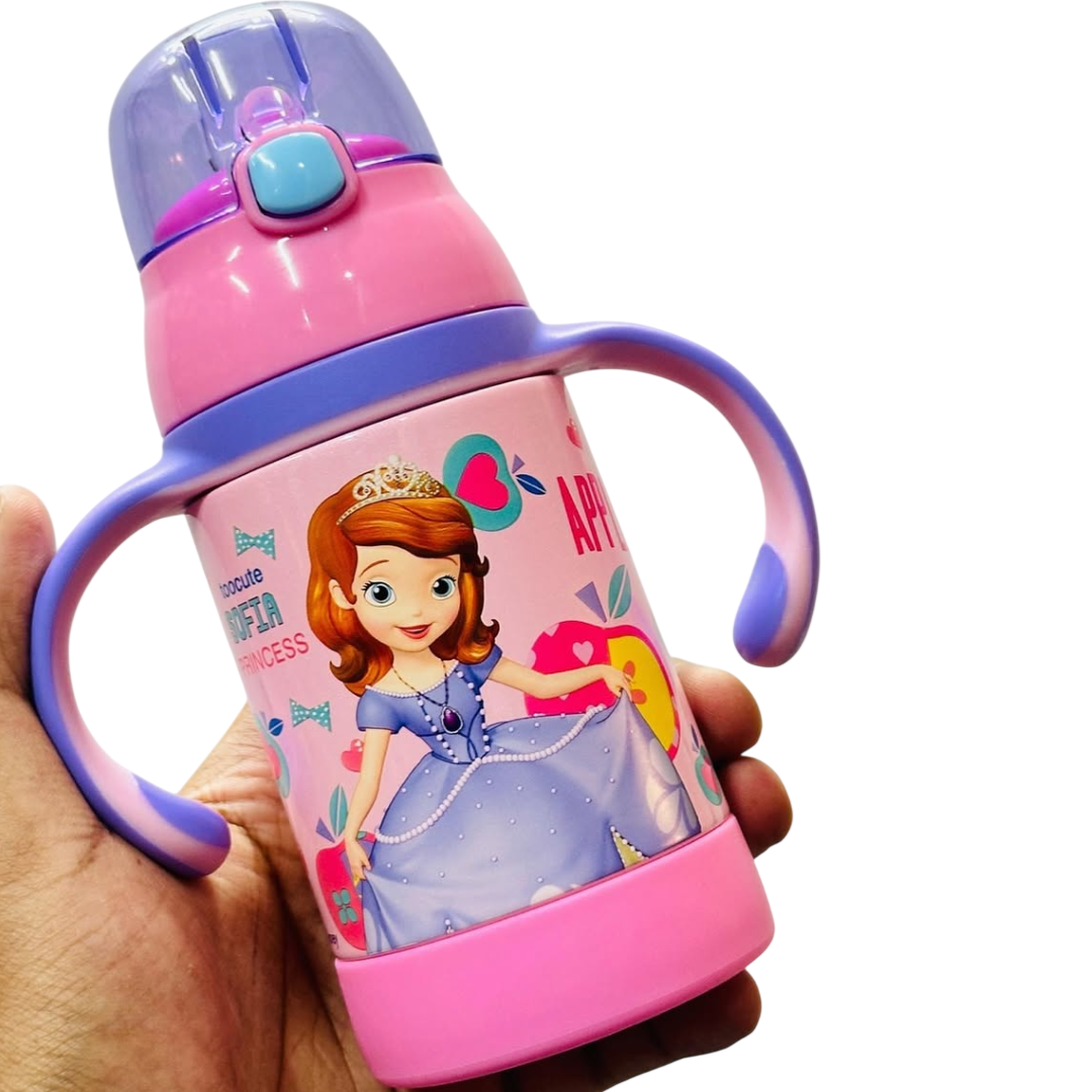 BOTELLITA INFANTIL * PRINCESA SOFIA * C/ PICO TIPO SORBETE Y AGARRE 300ML ACERO INOXIDABLE