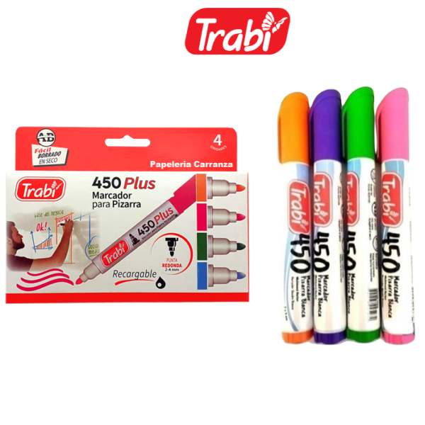 Marcador para Pizarra x 4 colores ** FASHION **  Trabi 450 (Colores Vivos)