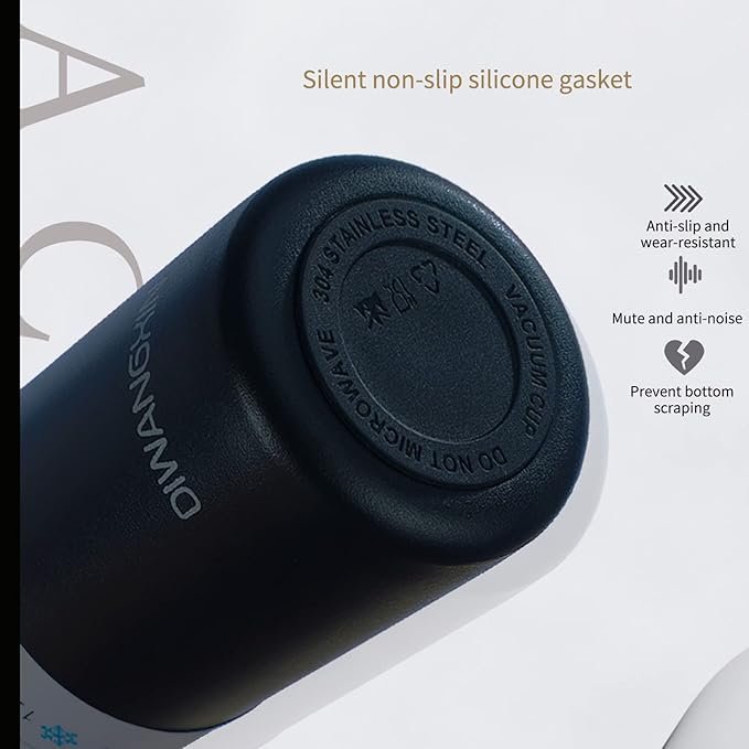 SET x 4 PIEZAS * CAMPING  NEGRO* TERMO 500 ML + TAZAS ACERO 18 / 8 (DOBLE CAPA) 12 HS - Frio y Calor -