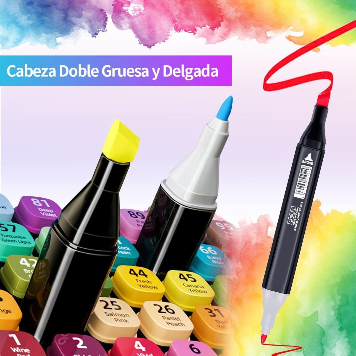 Kit de Marcadores de Artistica * Doble Punta x 24 Unidades + Estuche de Tela * Premium Touch