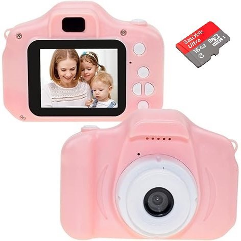 Camarita Digital Infantil * Rosa * Fotos + Videos + Filtros + Juegos  Recargable (Memoria SD NO INCLUIDA)