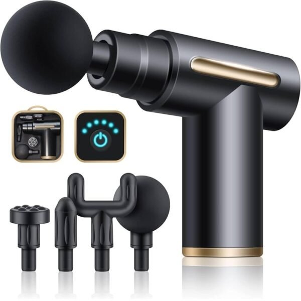 Pistolas para Masajes - MASSAGE GUN - 4 Cabezales Intercambiables * Muscular / Cuerpo / Facial * Recargable