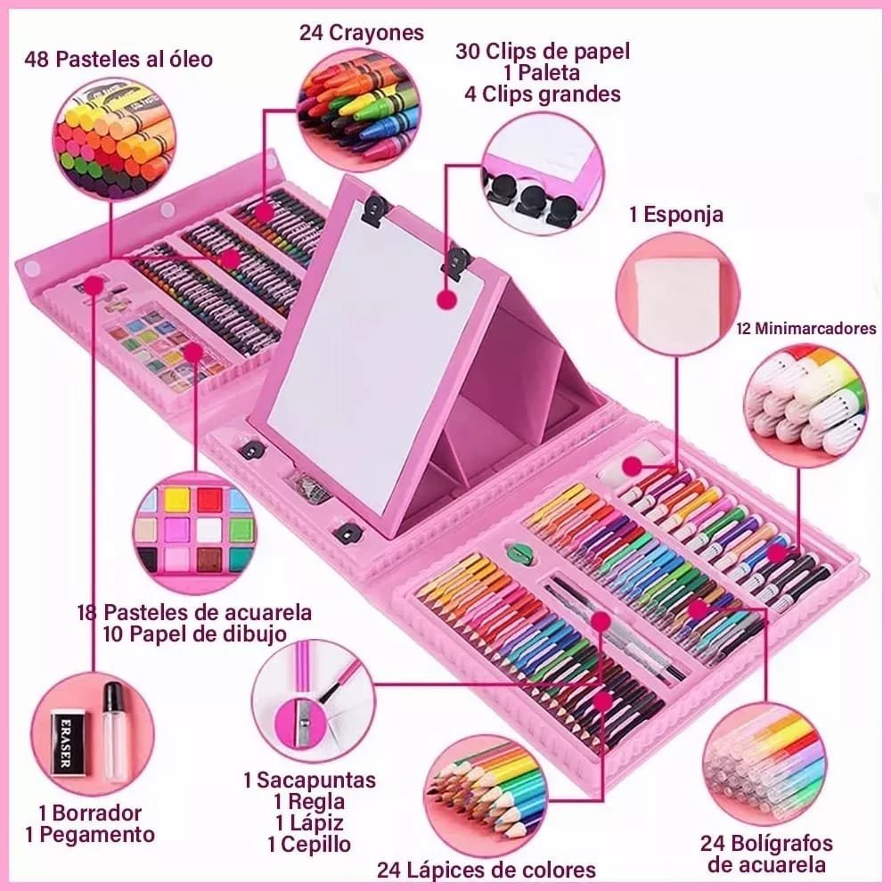 VALIJA * ART SET CELESTE * x 208 PIEZAS - SUPER MEGA SET DE ARTE -