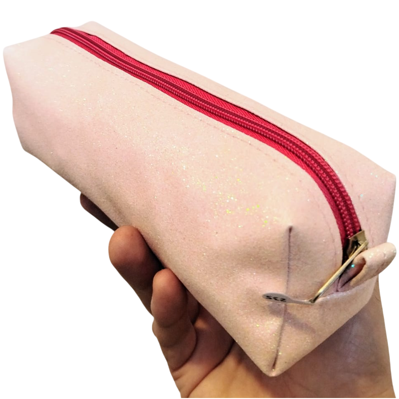 CARTUCHERA C/ BRILLO PAQUETITO MEDIANO "ROSA PASTEL"