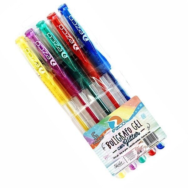 LAPICERAS EN GEL * GLITTER *  EZCO X 5 (BRILLO)