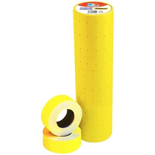 Rollo EZCO - AMARILLO ROLLO COMPLETO (x 10 UNIDADES) - para Maquina Etiquetadora de Precios **Extra Grande** Flúor