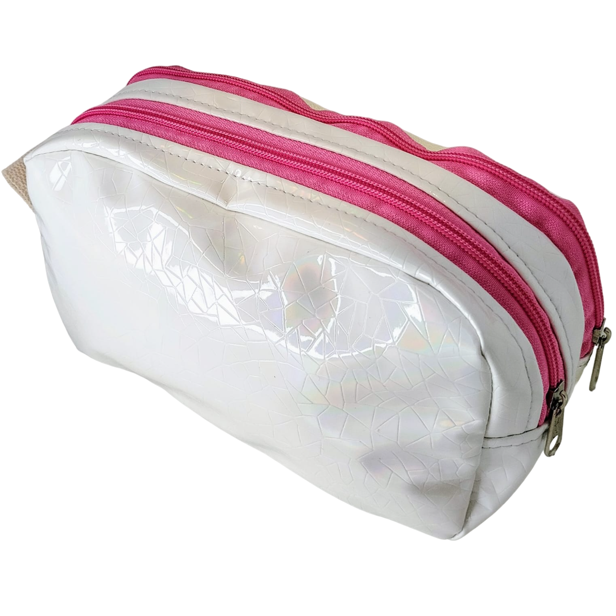 CARTUCHERAS DOBLE CIERRE TORNASOLADA "BLANCA" TAMAÑO GRANDE Cod 301