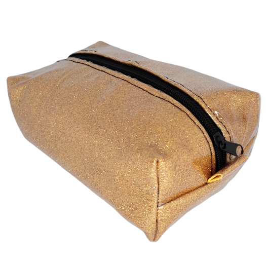 CARTUCHERA GIGANTE "DORADO C/ BRILLO" DOBLE FORRO (REFORZADA)