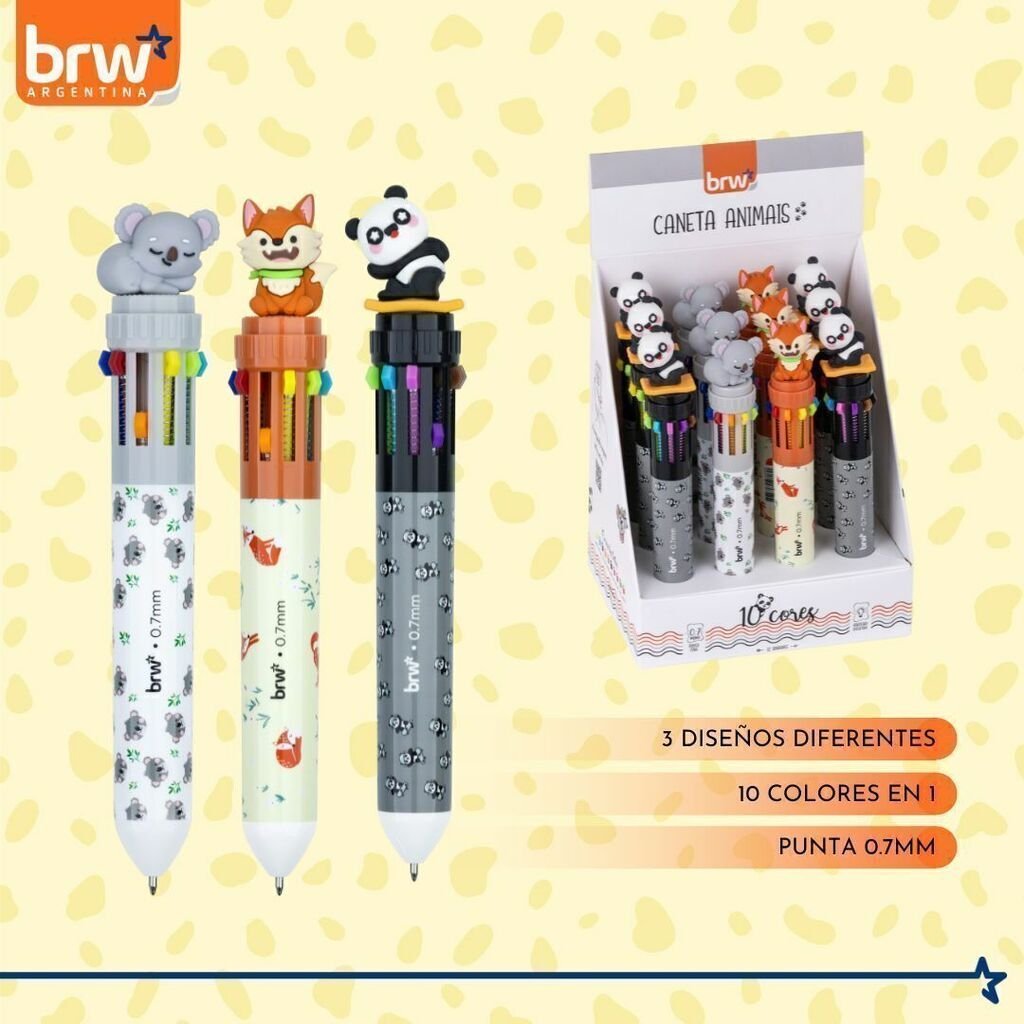 Lapiceras BRW "Zorrito" Retractil x 10 Colores