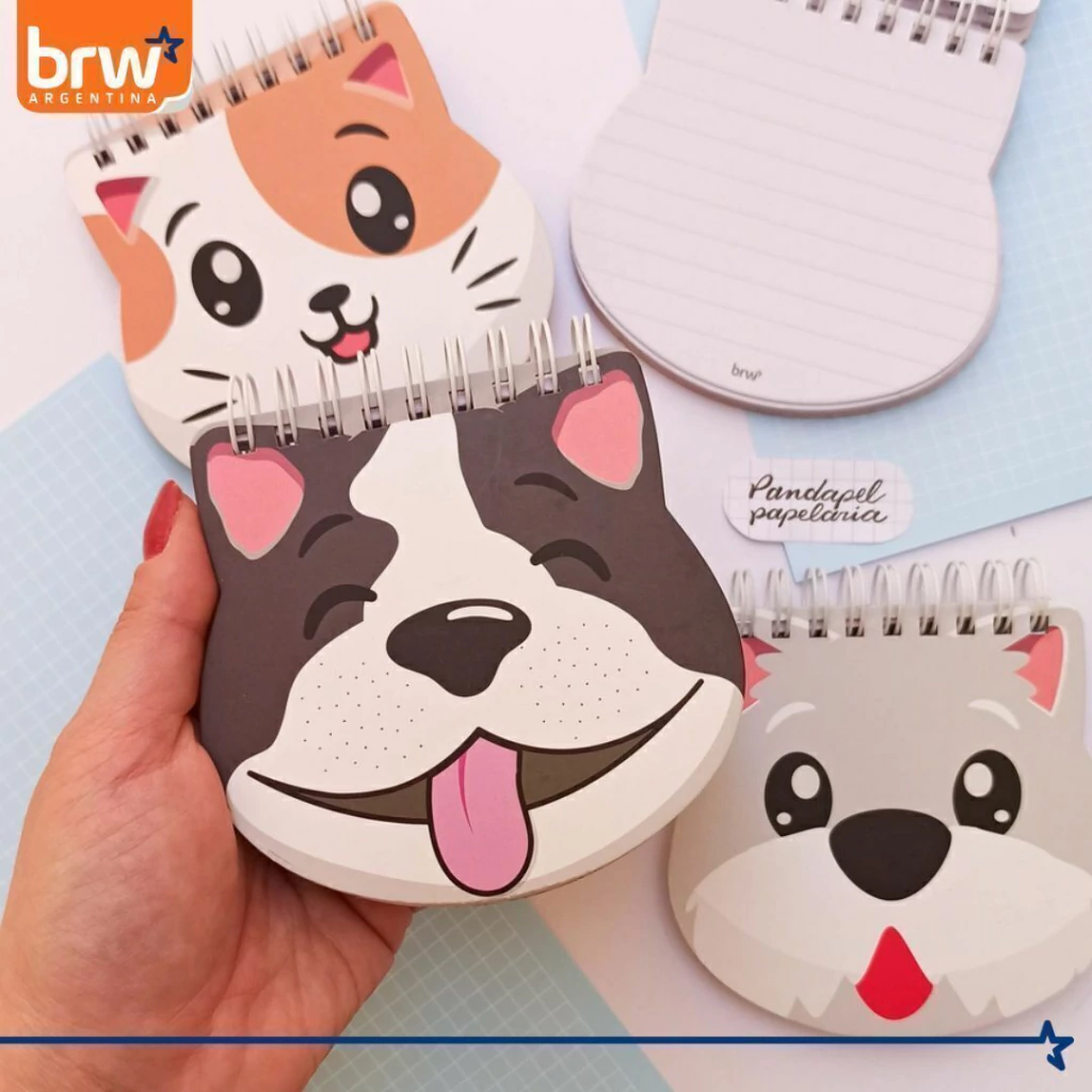 LIBRETA BRW - ANIMALITOS - C/ ESPIRAL 10 X 10 PET 80 HOJAS