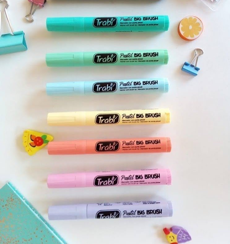 Marcadores BIG BRUSH // Pastel x 6 // Trabi Punta Pincel (GRUESOS)