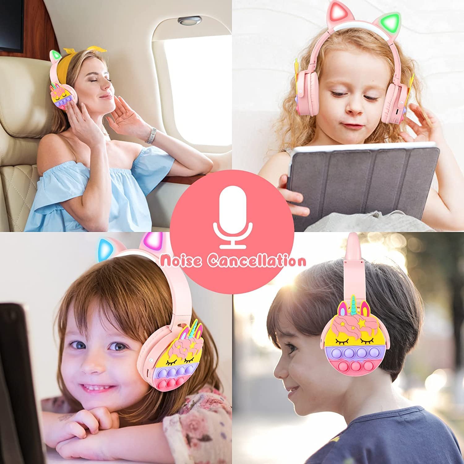 Auriculares Inalámbricos * CAT POP IT * Con Luz Bluetooth (Premium) UNICORNIO