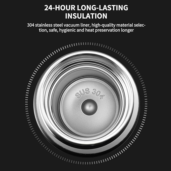 SET x 4 PIEZAS * CAMPING  NEGRO* TERMO 500 ML + TAZAS ACERO 18 / 8 (DOBLE CAPA) 12 HS - Frio y Calor -