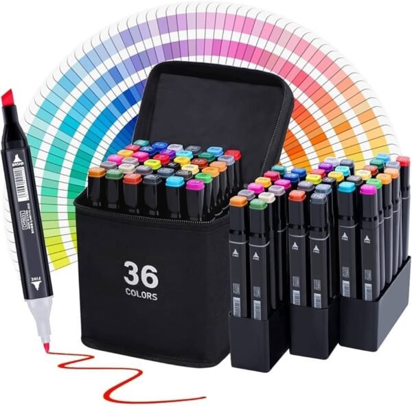 Kit de Marcadores Touch de Artistica * Doble Punta x 36 Unidades + Estuche de Tela c/ Base * Premium