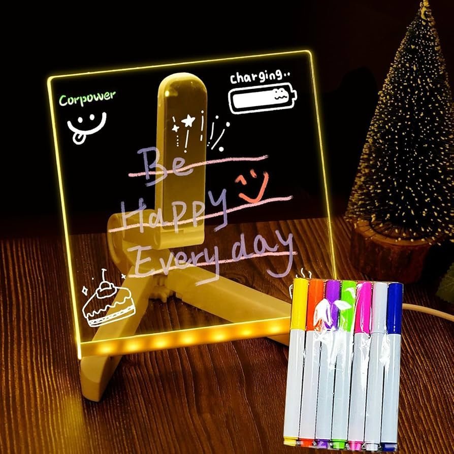 Pizarra Luminosa Mágica 15x15 Cm Acriilic0 + 7 Marcadores