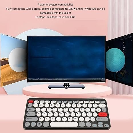 Combo Mini Inalámbrico * HK - 09 CELESTE PASTEL * ( Teclado + Mouse ) Pc Notebook Celular Tablet Mac