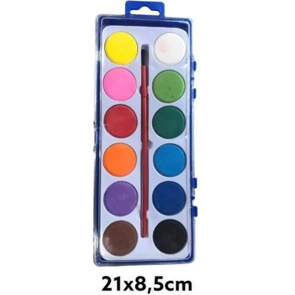 Acuarelas COLLEGE Escolar x 12 Colores + PINNCEL *Estuche Rígido*