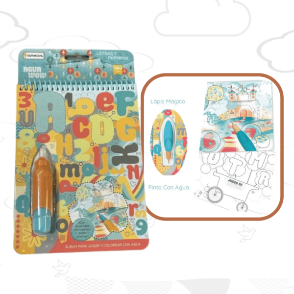 LIBRITOS PARA COLOREAR "NUMEROS Y COLORES" CON PINCEL DE AGUA MAGICO RECARGABLE