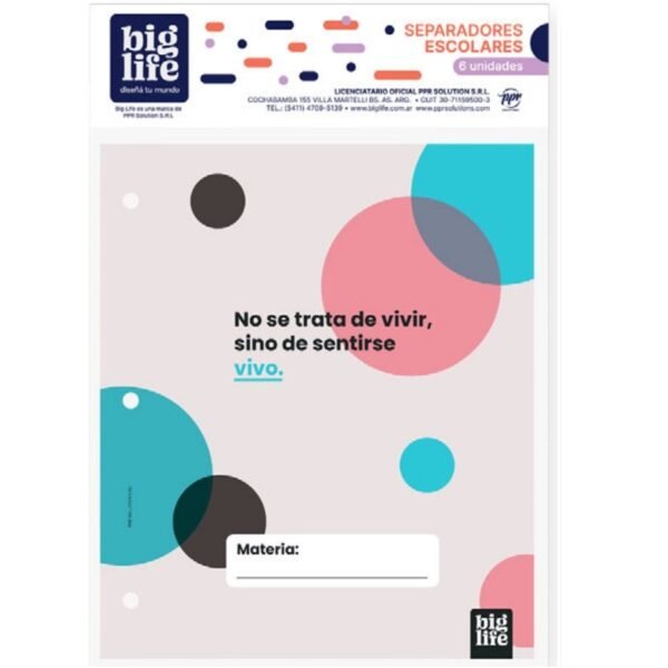 Separadores de Materias PPR "BIG LIFE" Tamaño Escolar (Fantasia)