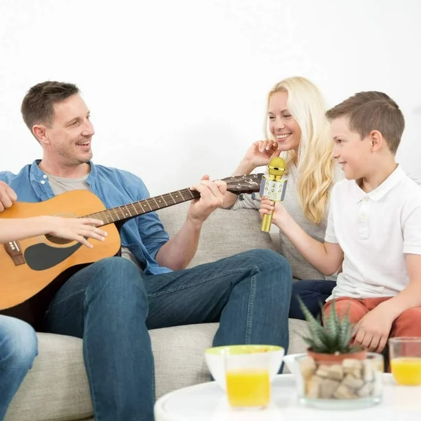 Micrófono Bluetooth Karaoke " DORADO " C/ Parlante Incluido + Función Remix WS - 858