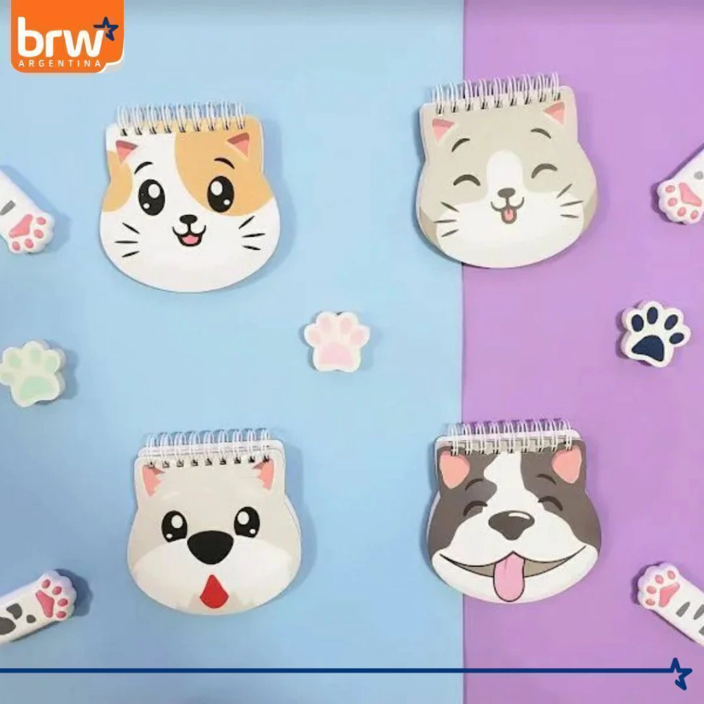 LIBRETA BRW - ANIMALITOS - C/ ESPIRAL 10 X 10 PET 80 HOJAS