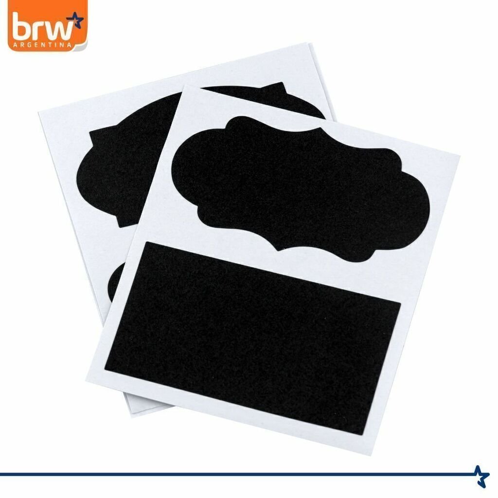 Notas Adhesivas BRW * PARA FRASCOS * NEGRAS X 6 UNIDADES