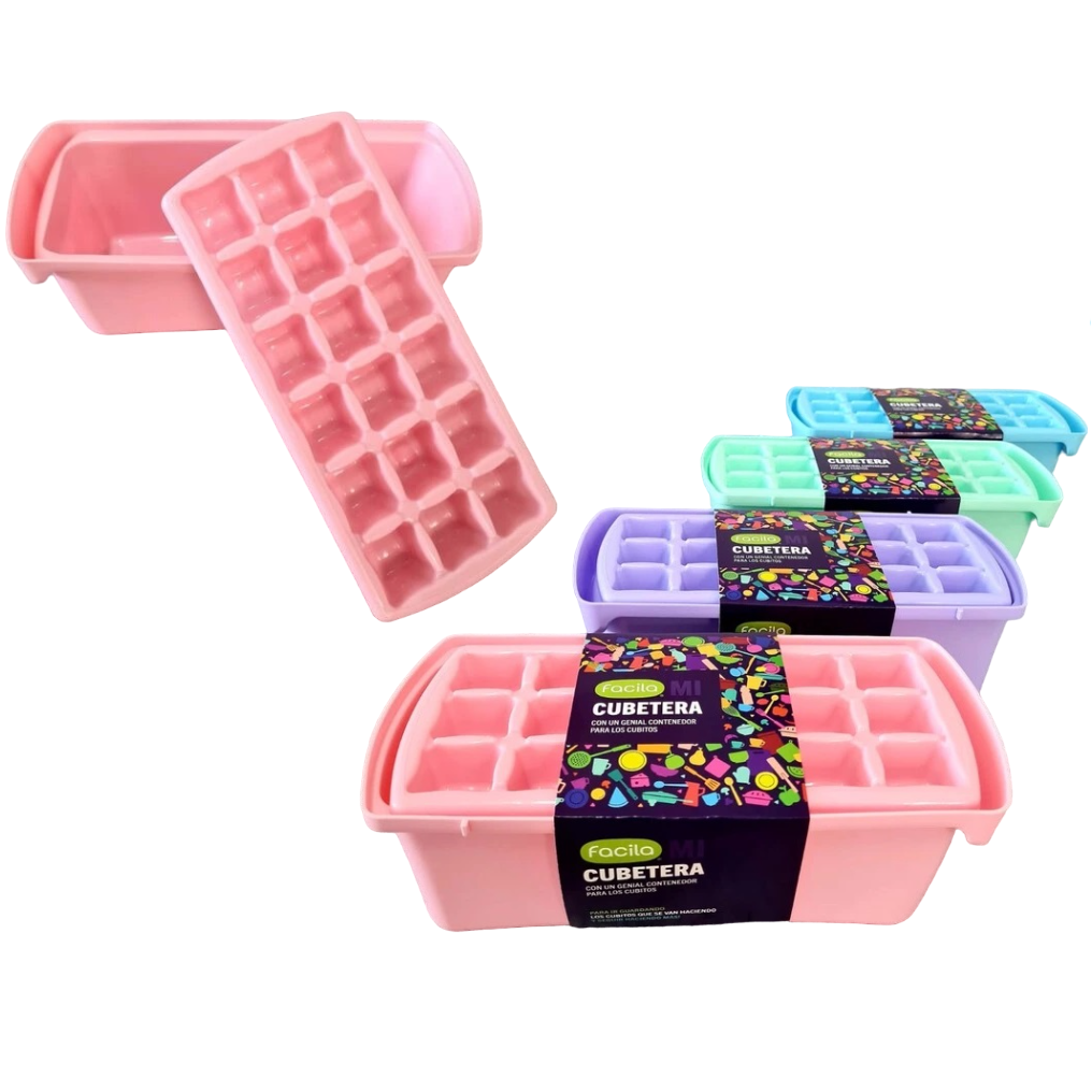 Cubeteras Con Contenedor de Hielo * Rosa Pastel *
