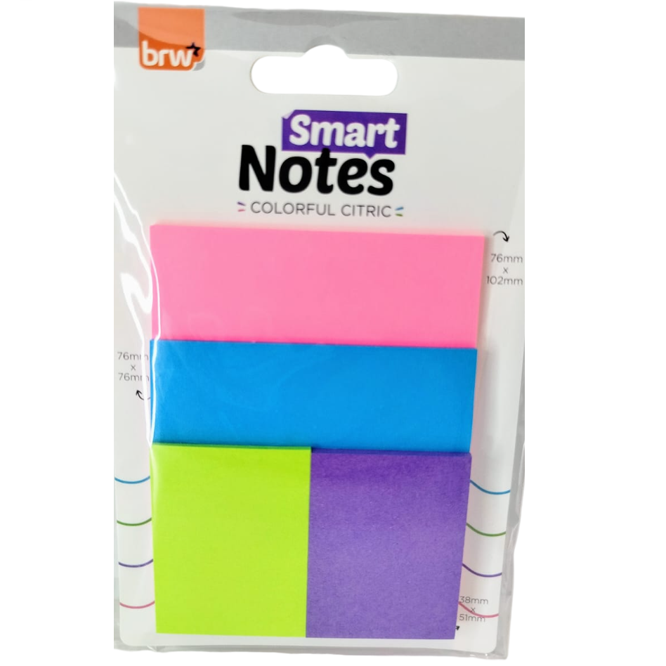 Notas Adhesivas BRW * COLORFUL CITRIC * 4 Colores