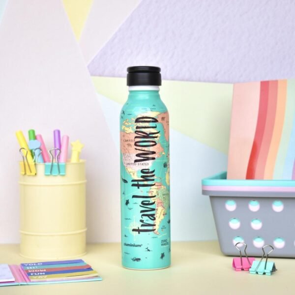 Botella de Aluminio "Travel Verde Pastel" con tapa 500 cc