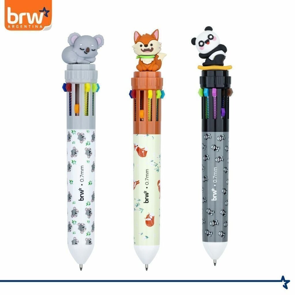 Lapiceras BRW "Osito Panda" Retractil x 10 Colores