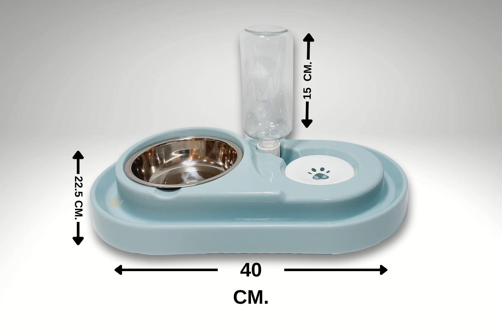 Platos DOBLES Tazón Alimentación Acero + Agua c/ Dispenser Automático (Comida y Agua)