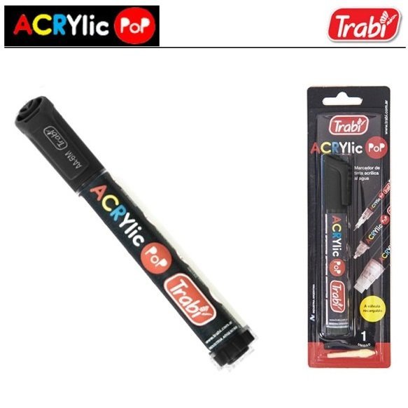 MARCADOR DE ACRILICO TRABI " NEGRO " ACRYLIC POP PUNTAS INTERCAMBIABLES