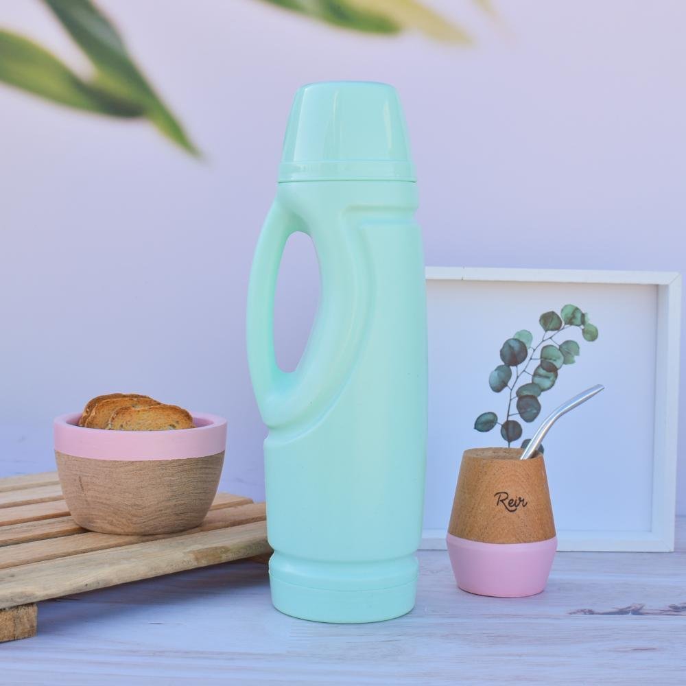 Termo Irrompible Plástico * Verde Pastel * Con Poliuretano (Aislante Termico) 1 Litro