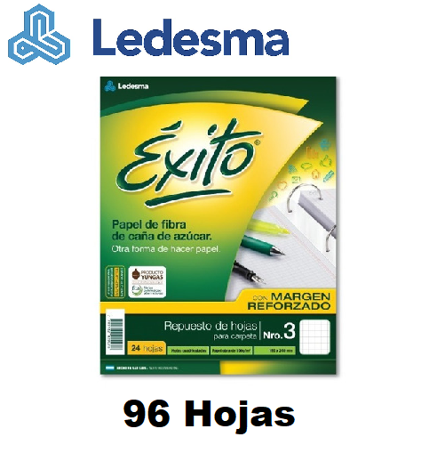Repuesto Escolar Exito x .96 hojas C/ MARGEN REFORZADO