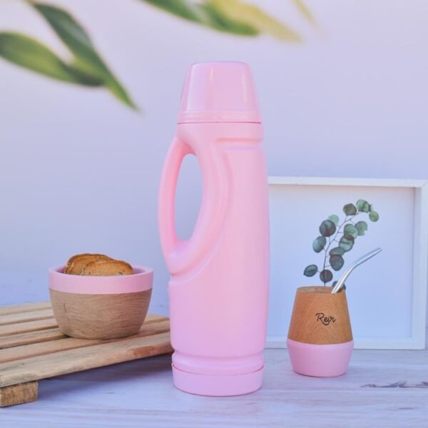 Termo Irrompible Plástico * Rosa Pastel * Con Poliuretano (Aislante Termico) 1 Litro
