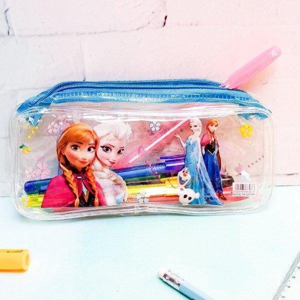 CARTUCHERAS TRANSPARENTES "FROZEN" TAMAÑO MEDIANO