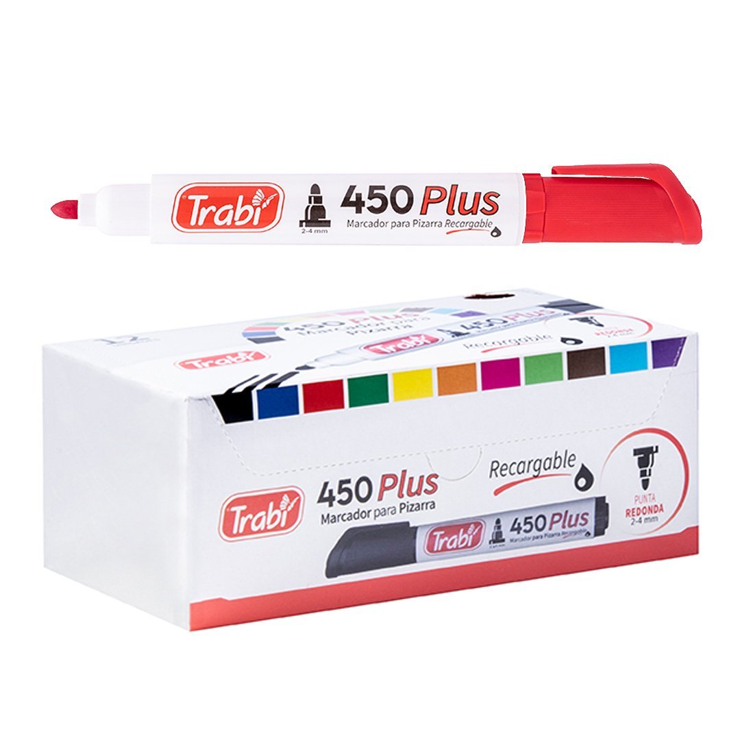 ||OFERTA EFECTIVO / TRANSFERENCIA|| Marcador para Pizarra ** Rojo 450 (CAJA x 12) **  RECARGABLE Trabi