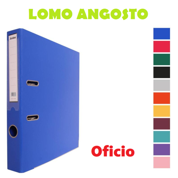 Carpeta Avios Forrada " Oficio " PVC de Colores Tipo Bibliorato Lomo Angosto