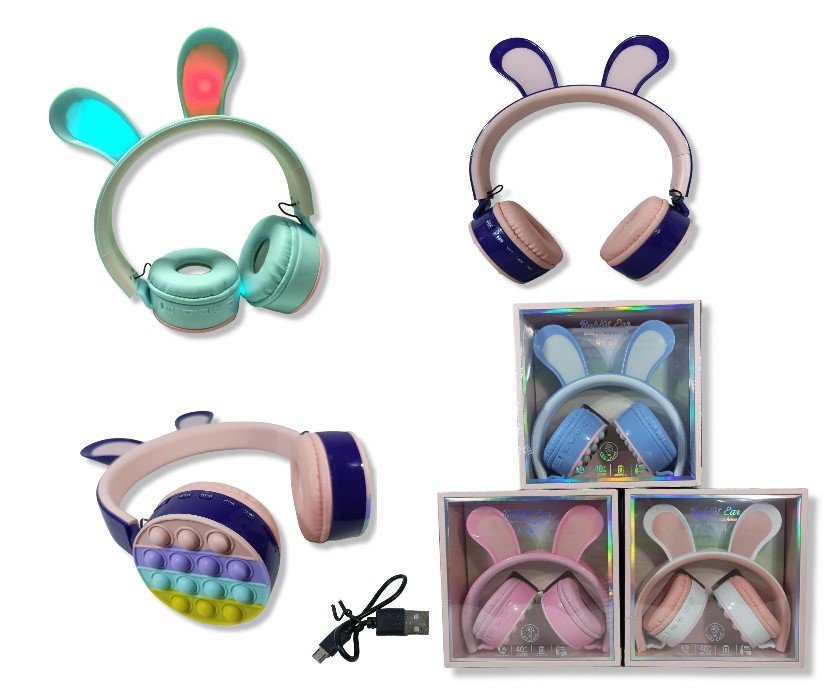 Auriculares Inalámbricos * CONEJITO POP IT * Con Luz Bluetooth (Premium)