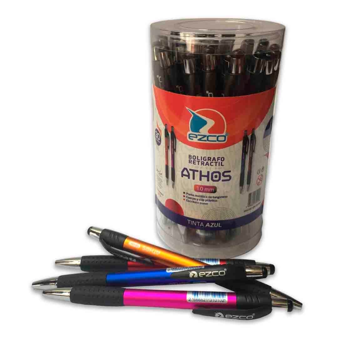 Lapicera Retractil Ezco ATHOS AZUL (Trazo Medio 1.0 mm)
