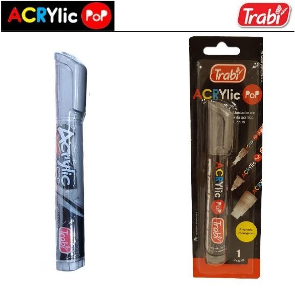 MARCADOR DE ACRILICO TRABI " PLATEADO " ACRYLIC POP PUNTAS INTERCAMBIABLES