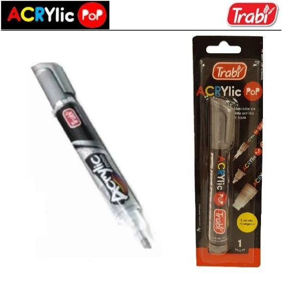 MARCADOR DE ACRILICO TRABI " PLATEADO " ACRYLIC POP PUNTAS INTERCAMBIABLES